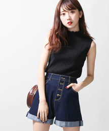 WEGO | WEGO/ハイライズボタンフライステッチショーツ(デニムパンツ)