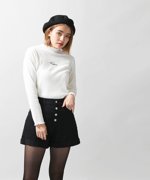 WEGO（ウィゴー）の「WEGO/ハイライズボタンフライステッチショーツ（デニムパンツ・レディース・ダークインディゴブルー/その他1/インディゴブルー/ブルー系その他/ブラック・LARGE/SMALL/MEDIUM）」の6枚目の写真