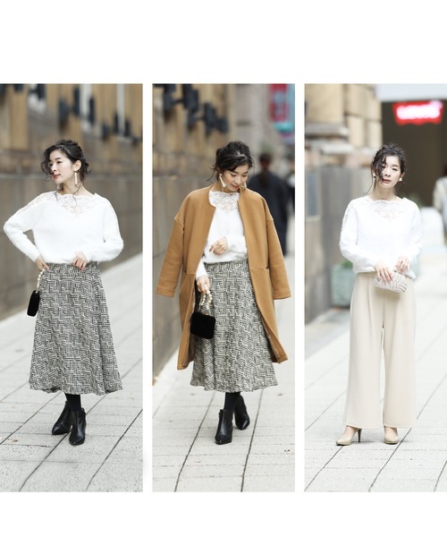 cawaii（カワイイ）の「デコルテレースの華やぎ。シャギーニットトップス（ニット/セーター・レディース・ホワイト・M/XL）」の19枚目の写真