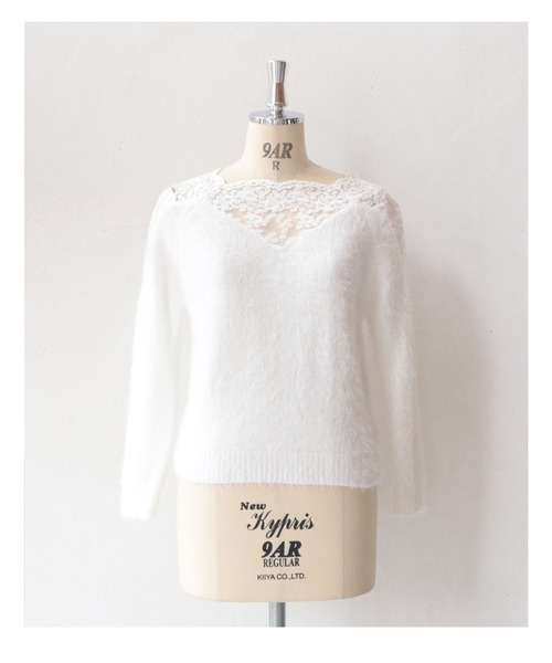 cawaii（カワイイ）の「デコルテレースの華やぎ。シャギーニットトップス（ニット/セーター・レディース・ホワイト・M/XL）」の18枚目の写真