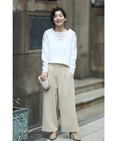 cawaii（カワイイ）の「デコルテレースの華やぎ。シャギーニットトップス（ニット/セーター・レディース・ホワイト・M/XL）」の12枚目の写真