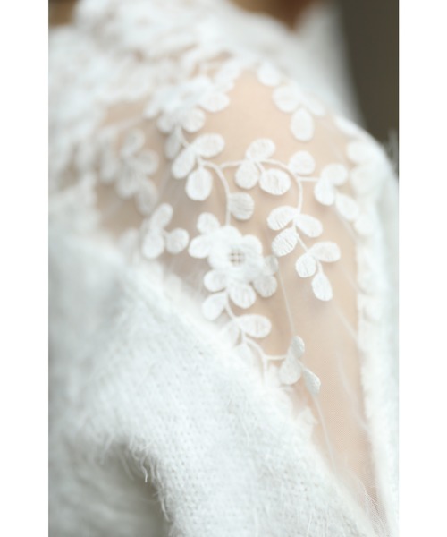 cawaii（カワイイ）の「デコルテレースの華やぎ。シャギーニットトップス（ニット/セーター・レディース・ホワイト・M/XL）」の10枚目の写真