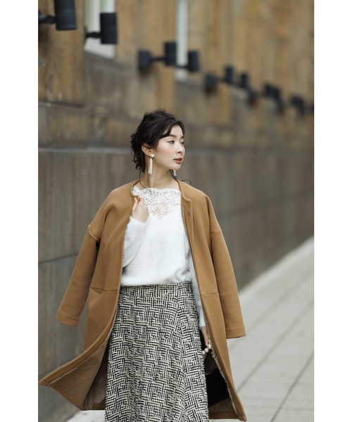 cawaii（カワイイ）の「デコルテレースの華やぎ。シャギーニットトップス（ニット/セーター・レディース・ホワイト・M/XL）」の9枚目の写真