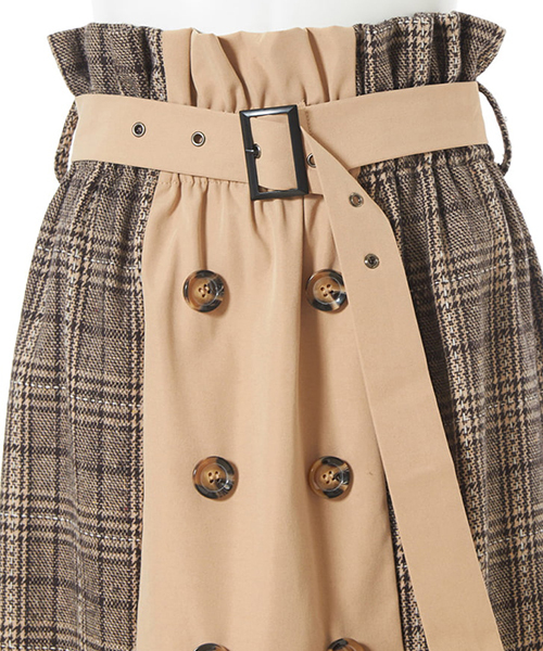 fifth（フィフス）の「グレンチェックトレンチロングスカート  