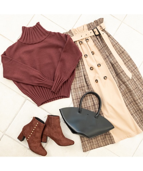 fifth（フィフス）の「グレンチェックトレンチロングスカート  