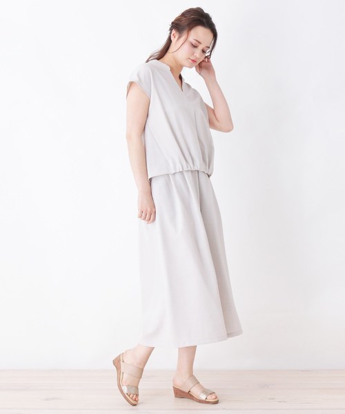 Soup スープ のファッション ブッチャー風スキッパーブラウス ガウチョパンツセット セットアップ Web限定 セットアップ セール