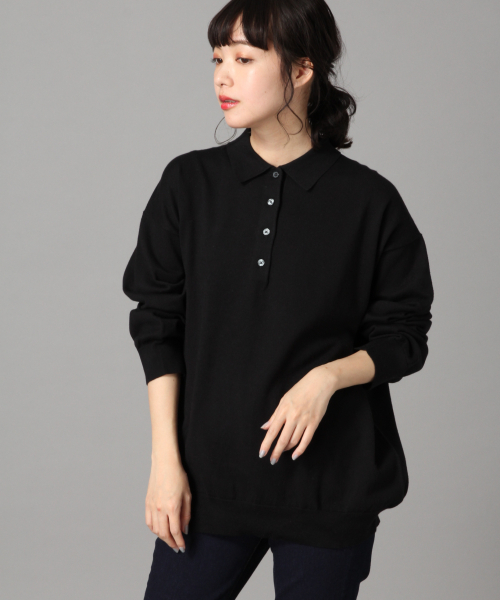 LOWRYS FARM(ローリーズファーム)の「12GBIGポロプルオーバー 819851(ニット/セーター・レディース・ブラック/ベージュ・FREE)」の1枚目の写真