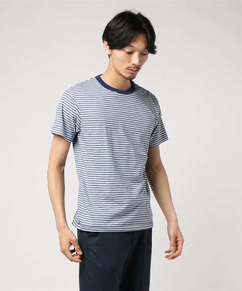 Velva Sheen(ベルバシーン)の「VELVA SHEEN: ボーダー クルーネック Tシャツ(Tシャツ/カットソー・メンズ・ライトブルー/ネイビー/ブラウン/ブルー/グリーン・MEDIUM/LARGE/X-LARGE)」の4枚目の写真