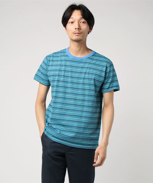 Velva Sheen(ベルバシーン)の「VELVA SHEEN: ボーダー クルーネック Tシャツ(Tシャツ/カットソー・メンズ・ライトブルー/ネイビー/ブラウン/ブルー/グリーン・MEDIUM/LARGE/X-LARGE)」の5枚目の写真