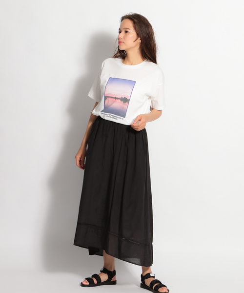 niko and...(ニコアンド)の「ヘムドレープマキシスカート(スカート・レディース・ブラック/グリーン/マスタード・MEDIUM/LARGE)」の10枚目の写真