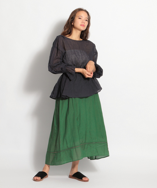 niko and...(ニコアンド)の「ヘムドレープマキシスカート(スカート・レディース・ブラック/グリーン/マスタード・MEDIUM/LARGE)」の12枚目の写真