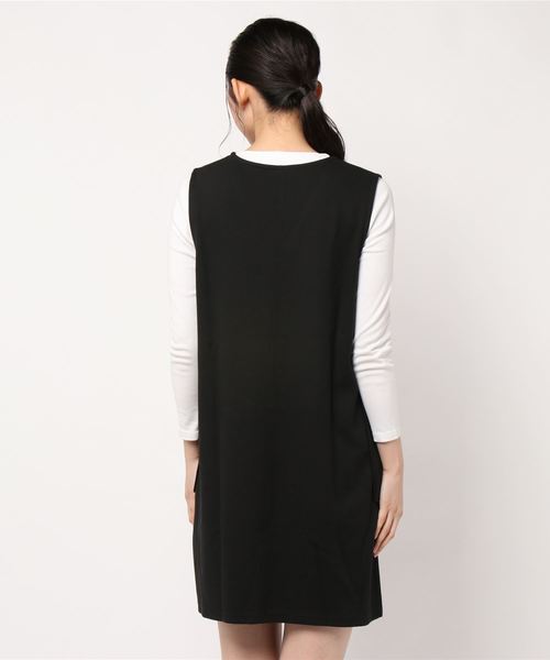 BELLUNA（ベルーナ）の「ニットカルゼ素材ジャンパードレス（ジャンパースカート・レディース・チャコールグレー/ブラック/カーキ・MEDIUM/LARGE/X-LARGE/XX-LARGE/XXX-LARGE/XXXX-LARGE）」の5枚目の写真