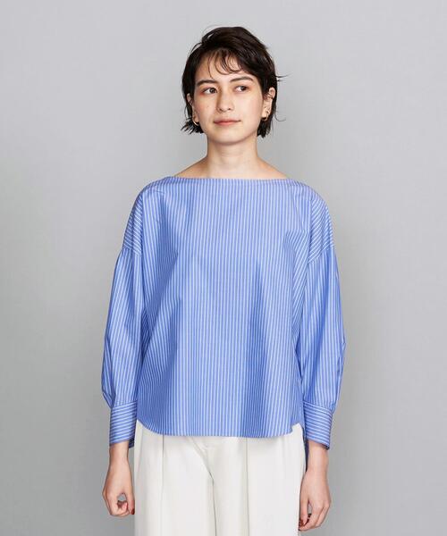 BEAUTY&YOUTH UNITED ARROWS（ビューティーアンドユースユナイテッドアローズ）の「BY コットンボリュームスリーブボートネック8分袖ブラウスо（シャツ/ブラウス・レディース・その他1/ホワイト/ブラック・FREE）」の5枚目の写真