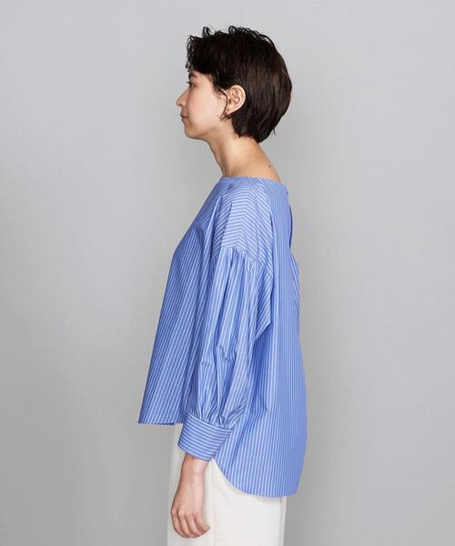 BEAUTY&YOUTH UNITED ARROWS（ビューティーアンドユースユナイテッドアローズ）の「BY コットンボリュームスリーブボートネック8分袖ブラウスо（シャツ/ブラウス・レディース・その他1/ホワイト/ブラック・FREE）」の4枚目の写真