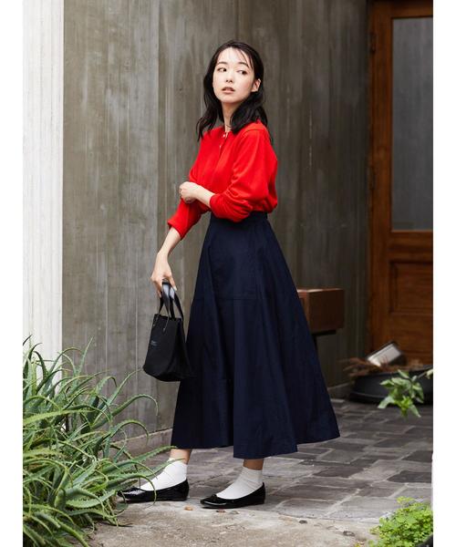CRAFT STANDARD BOUTIQUE（クラフトスタンダードブティック）の「【セットアップ対応】綿スラブフレアロングスカート〇（スカート・レディース・ベージュ/ネイビー/カーキ・M/L）」の7枚目の写真