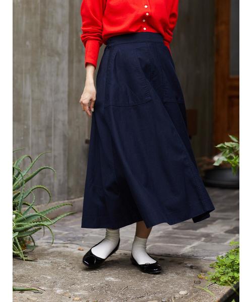 CRAFT STANDARD BOUTIQUE（クラフトスタンダードブティック）の「【セットアップ対応】綿スラブフレアロングスカート〇（スカート・レディース・ベージュ/ネイビー/カーキ・M/L）」の8枚目の写真