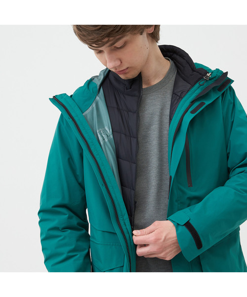 AIGLE(エーグル)の「透湿防水 TH マウンテンパーカー(マウンテンパーカー・メンズ・ブラック/グリーン・MEDIUM/LARGE/X-LARGE)」の3枚目の写真