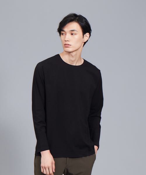 ABAHOUSE(アバハウス)の「【ノンストレス】COTTON LYCRA圧着クルーロングT(Tシャツ/カットソー・メンズ・ホワイト/ブラック/ブラウン・44/46/48)」の3枚目の写真