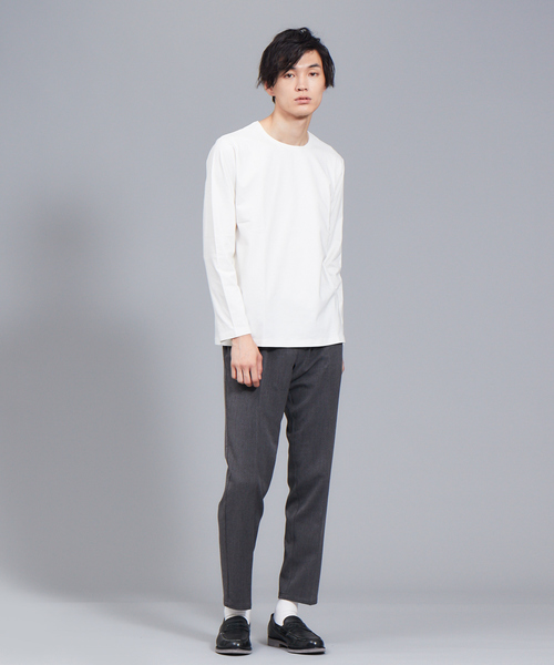 ABAHOUSE(アバハウス)の「【ノンストレス】COTTON LYCRA圧着クルーロングT(Tシャツ/カットソー・メンズ・ホワイト/ブラック/ブラウン・44/46/48)」の4枚目の写真