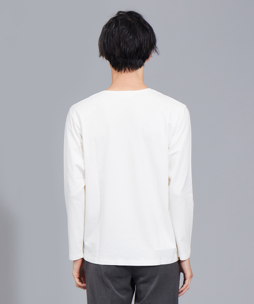 ABAHOUSE(アバハウス)の「【ノンストレス】COTTON LYCRA圧着クルーロングT(Tシャツ/カットソー・メンズ・ホワイト/ブラック/ブラウン・44/46/48)」の6枚目の写真