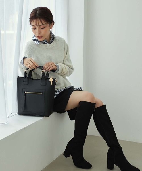 Edit Sheen（エディットシーン）の「フロントジップポケットハンドバッグ（ハンドバッグ・レディース・ブラック/ベージュ/オレンジ・FREE）」の17枚目の写真