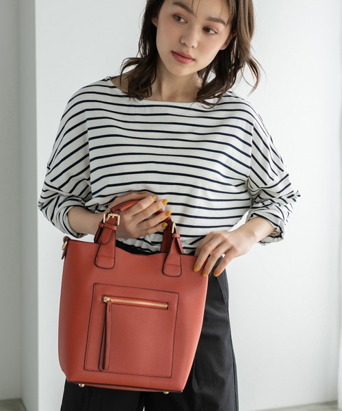 Edit Sheen（エディットシーン）の「フロントジップポケットハンドバッグ（ハンドバッグ・レディース・ブラック/ベージュ/オレンジ・FREE）」の22枚目の写真