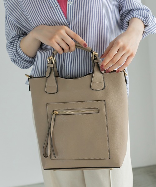 Edit Sheen（エディットシーン）の「フロントジップポケットハンドバッグ（ハンドバッグ・レディース・ブラック/ベージュ/オレンジ・FREE）」の20枚目の写真