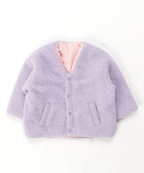 Caldia(カルディア)の「ボアタフタリバーシブルジャケット(ナイロンジャケット・キッズ・パープル・90/100/110/120/130/140)」の2枚目の写真