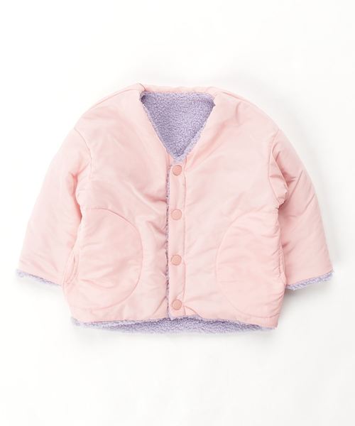 Caldia(カルディア)の「ボアタフタリバーシブルジャケット(ナイロンジャケット・キッズ・パープル・90/100/110/120/130/140)」の5枚目の写真