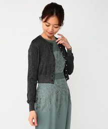 ラメ混レーヨンニット　クルーネック　カーディガン