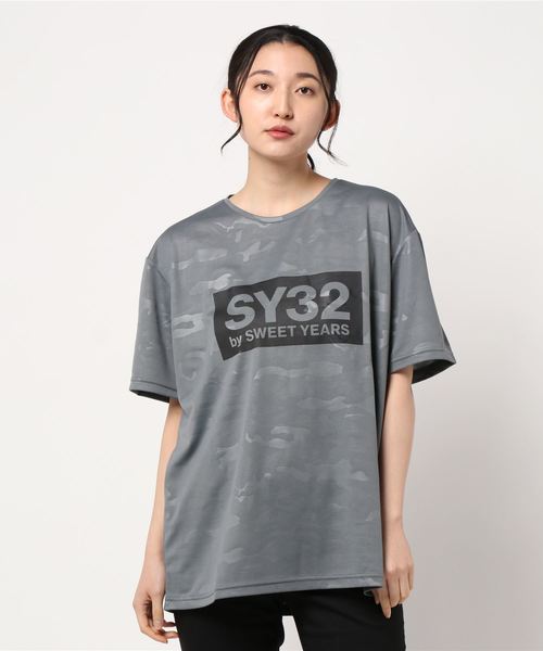 SY32 by SWEET YEARS(エスワイサーティトゥバイスィートイヤーズ)の「/SY32 by SWEET YEARS/CAMO LOGO TEE(Tシャツ/カットソー・レディース・ネイビー/ホワイト/ブラック/チャコールグレー・X-SMALL/XXX-LARGE/XX-LARGE/SMALL/LARGE/MEDIUM/X-LARGE/XXXX-LARGE/XX-SMALL/XXX-SMALL)」の11枚目の写真