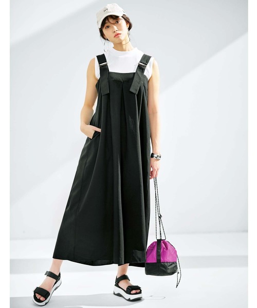 GeeRA(ジーラ)の「タックワイドサロペット(サロペット/オーバーオール・レディース・ブラック/モカ・LARGE/MEDIUM/X-LARGE/XX-LARGE)」の3枚目の写真