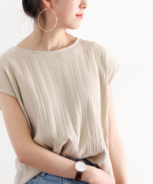 classicalelf（クラシカルエルフ）の「《キッズ 》ランダムリブフレンチボートネックTシャツ（Tシャツ/カットソー・キッズ・ベージュ/ホワイト/ブラック/グレイッシュベージュ・130/140/150）」の6枚目の写真