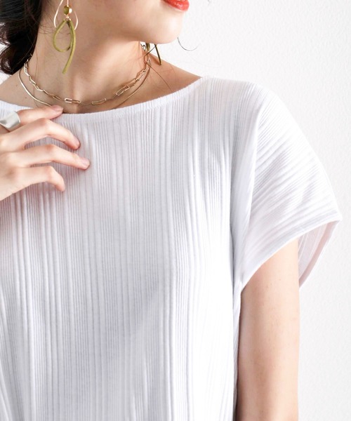 classicalelf（クラシカルエルフ）の「《キッズ 》ランダムリブフレンチボートネックTシャツ（Tシャツ/カットソー・キッズ・ベージュ/ホワイト/ブラック/グレイッシュベージュ・130/140/150）」の5枚目の写真