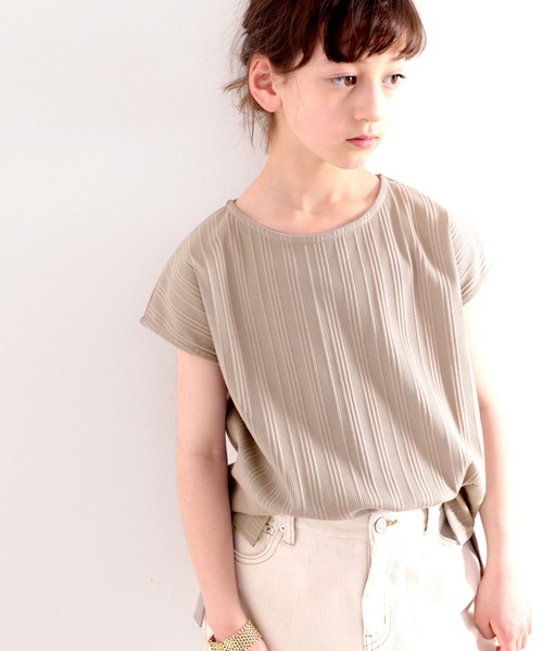 classicalelf（クラシカルエルフ）の「《キッズ 》ランダムリブフレンチボートネックTシャツ（Tシャツ/カットソー・キッズ・ベージュ/ホワイト/ブラック/グレイッシュベージュ・130/140/150）」の17枚目の写真