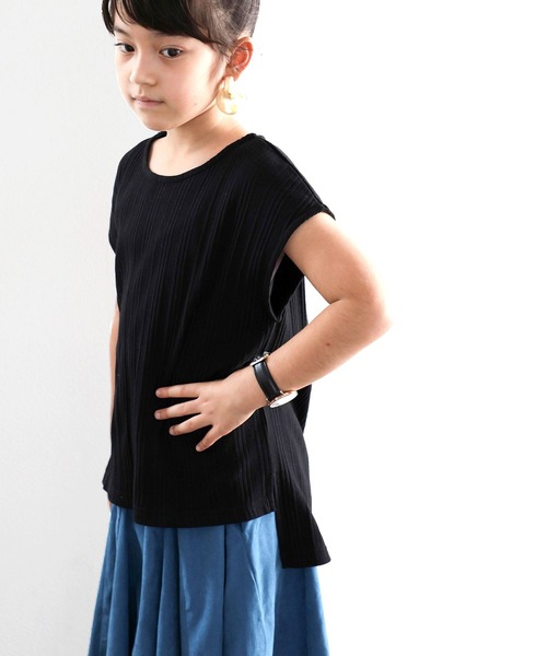 classicalelf（クラシカルエルフ）の「《キッズ 》ランダムリブフレンチボートネックTシャツ（Tシャツ/カットソー・キッズ・ベージュ/ホワイト/ブラック/グレイッシュベージュ・130/140/150）」の15枚目の写真