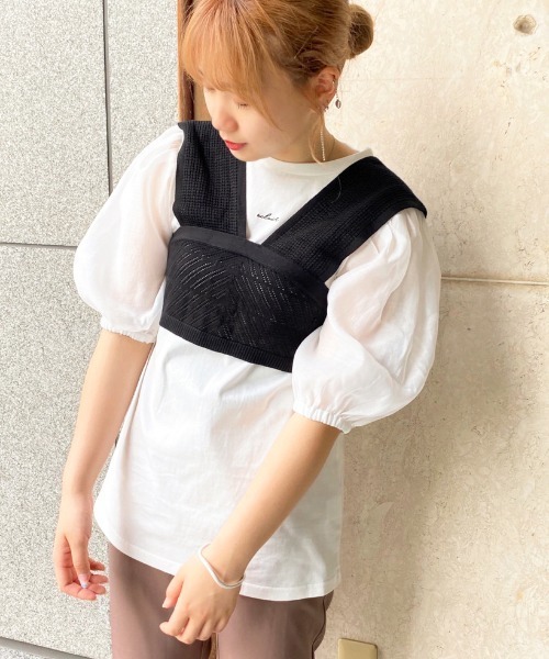 apres jour（アプレジュール）の「透かしビスチェ×シアーＴセット【ZOZOTOWN限定アイテム】（Tシャツ/カットソー・レディース・ブラック/ベージュ/ミント/モカ・フリー）」の20枚目の写真