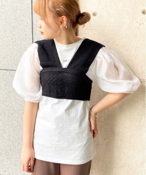 apres jour（アプレジュール）の「透かしビスチェ×シアーＴセット【ZOZOTOWN限定アイテム】（Tシャツ/カットソー・レディース・ブラック/ベージュ/ミント/モカ・フリー）」の21枚目の写真