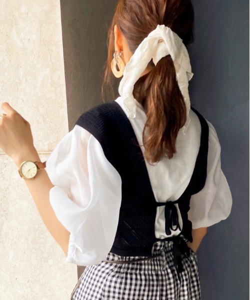 apres jour（アプレジュール）の「透かしビスチェ×シアーＴセット【ZOZOTOWN限定アイテム】（Tシャツ/カットソー・レディース・ブラック/ベージュ/ミント/モカ・フリー）」の5枚目の写真