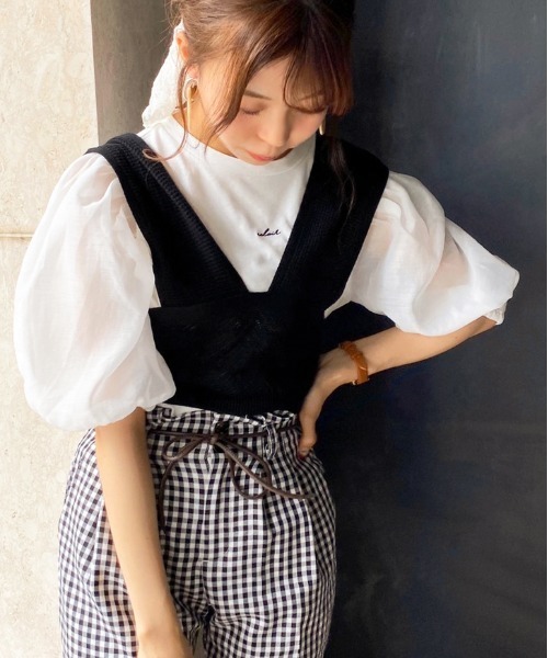 apres jour（アプレジュール）の「透かしビスチェ×シアーＴセット【ZOZOTOWN限定アイテム】（Tシャツ/カットソー・レディース・ブラック/ベージュ/ミント/モカ・フリー）」の8枚目の写真