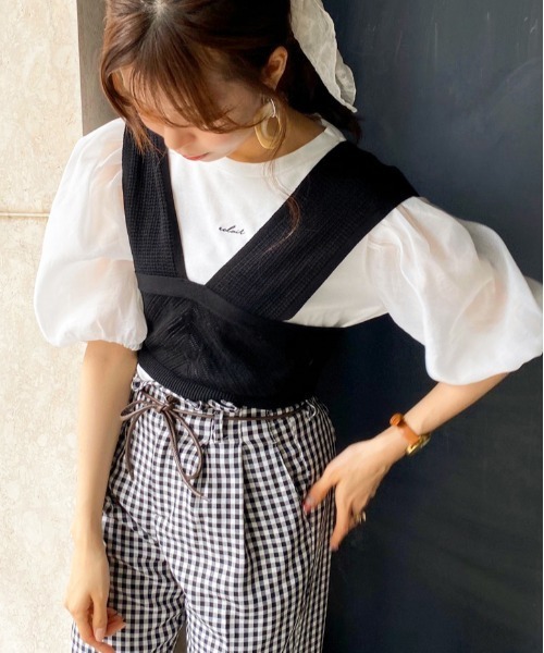 apres jour（アプレジュール）の「透かしビスチェ×シアーＴセット【ZOZOTOWN限定アイテム】（Tシャツ/カットソー・レディース・ブラック/ベージュ/ミント/モカ・フリー）」の7枚目の写真