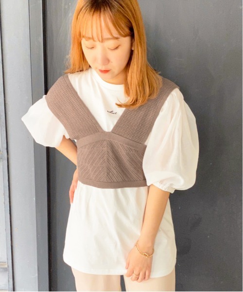 apres jour（アプレジュール）の「透かしビスチェ×シアーＴセット【ZOZOTOWN限定アイテム】（Tシャツ/カットソー・レディース・ブラック/ベージュ/ミント/モカ・フリー）」の18枚目の写真