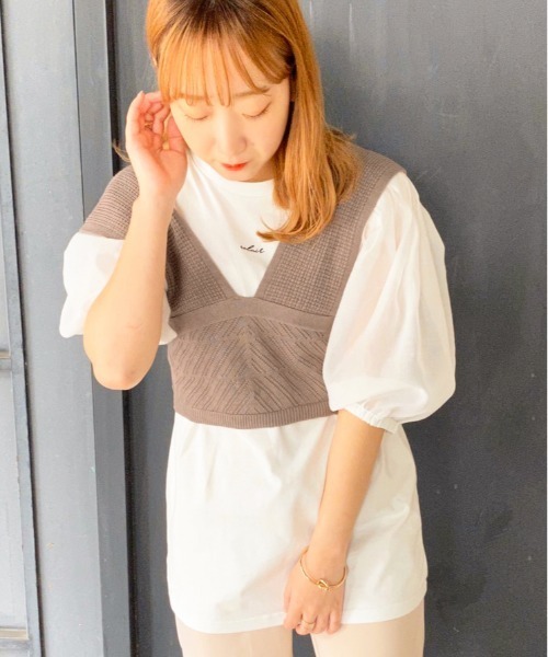 apres jour（アプレジュール）の「透かしビスチェ×シアーＴセット【ZOZOTOWN限定アイテム】（Tシャツ/カットソー・レディース・ブラック/ベージュ/ミント/モカ・フリー）」の17枚目の写真