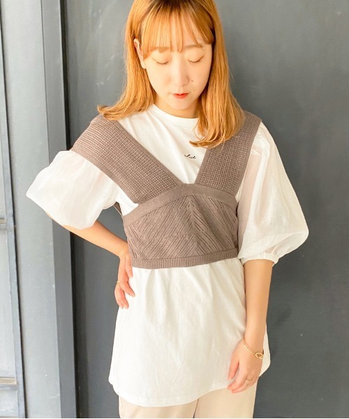 apres jour（アプレジュール）の「透かしビスチェ×シアーＴセット【ZOZOTOWN限定アイテム】（Tシャツ/カットソー・レディース・ブラック/ベージュ/ミント/モカ・フリー）」の15枚目の写真