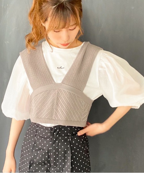 apres jour（アプレジュール）の「透かしビスチェ×シアーＴセット【ZOZOTOWN限定アイテム】（Tシャツ/カットソー・レディース・ブラック/ベージュ/ミント/モカ・フリー）」の12枚目の写真