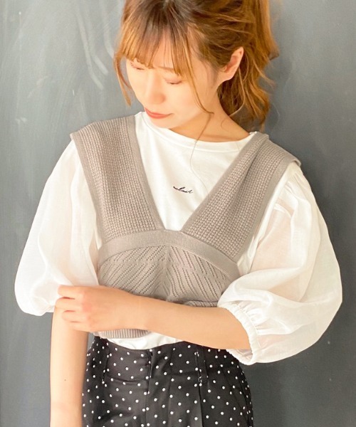 apres jour（アプレジュール）の「透かしビスチェ×シアーＴセット【ZOZOTOWN限定アイテム】（Tシャツ/カットソー・レディース・ブラック/ベージュ/ミント/モカ・フリー）」の11枚目の写真