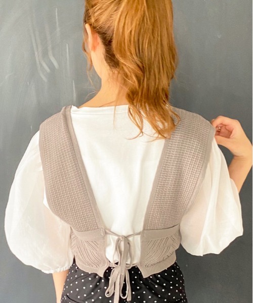 apres jour（アプレジュール）の「透かしビスチェ×シアーＴセット【ZOZOTOWN限定アイテム】（Tシャツ/カットソー・レディース・ブラック/ベージュ/ミント/モカ・フリー）」の10枚目の写真