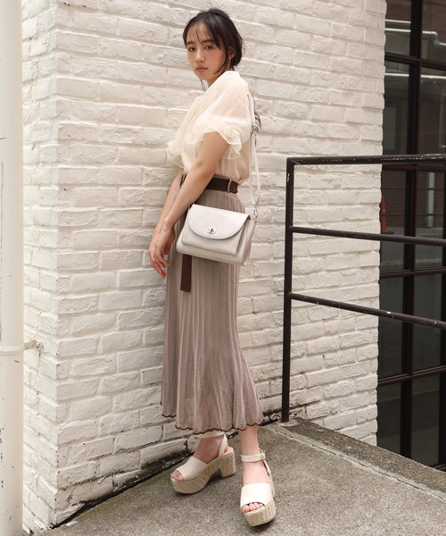 one after another NICE CLAUP(ワンアフターアナザーナイスクラップ)の「ベルト付きニットスカート(スカート・レディース・パープル/アイボリー/モカ・FREE)」の18枚目の写真