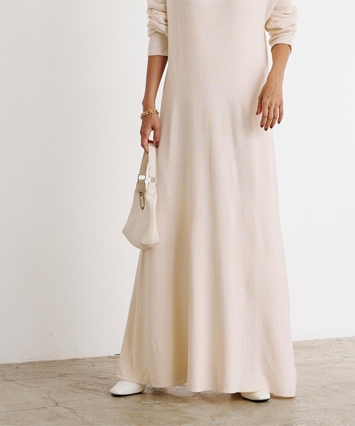 UR'S（ユアーズ）の「ﾀｰﾄﾙﾈｯｸﾛﾝｸﾞﾌﾚｱﾆｯﾄﾜﾝﾋﾟｰｽ（ワンピース・レディース・グレイッシュベージュ/モカ/オフホワイト/ブラック/ボルドー・L/M/PS(XS－S)）」の19枚目の写真