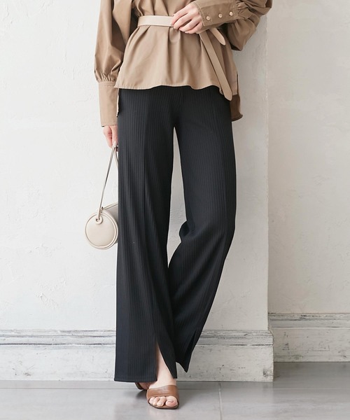 KOBE LETTUCE（コウベレタス）の「センタースリットリブカットソーパンツ（その他パンツ・レディース・モカ/カーキ/ブラック・FREE）」の2枚目の写真